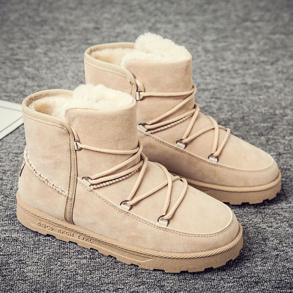 

korean version winter martin boots men suede winter shoes runway shoes boys snow boots ankle plush boot, Black