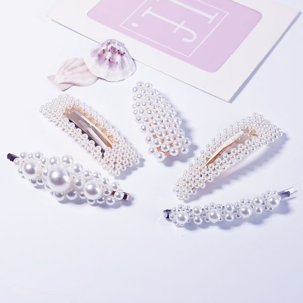 

1pc pearl hairpin snap hairpin bar fashion handmade gold hair clip hair styling accessories pinzas para el cabello pins
