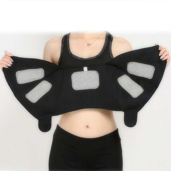 

back neck massage posture correcter self heating magnetic tourmaline belt elbow guard therapy pain relief lumbar shoulder brace, Black;gray