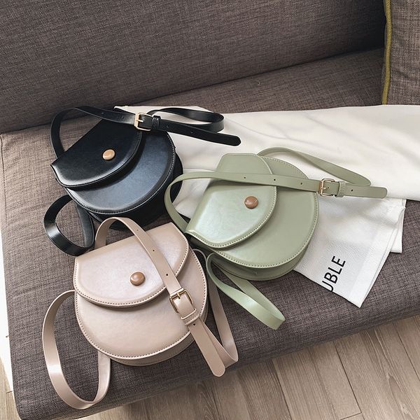 

girl's cute small bag women's new messenger bag saddle simple retro mori shoulder small round