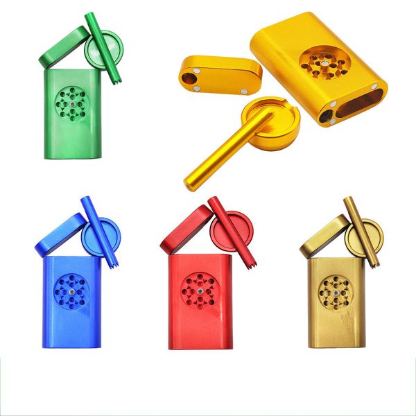 

HONEYPUFF Aluminum Grind Case Pinch Hitter & Grinder Combo Tobacco Grinder Dugout Pipe Case With Storage Room Case Smoking Pipe All In One