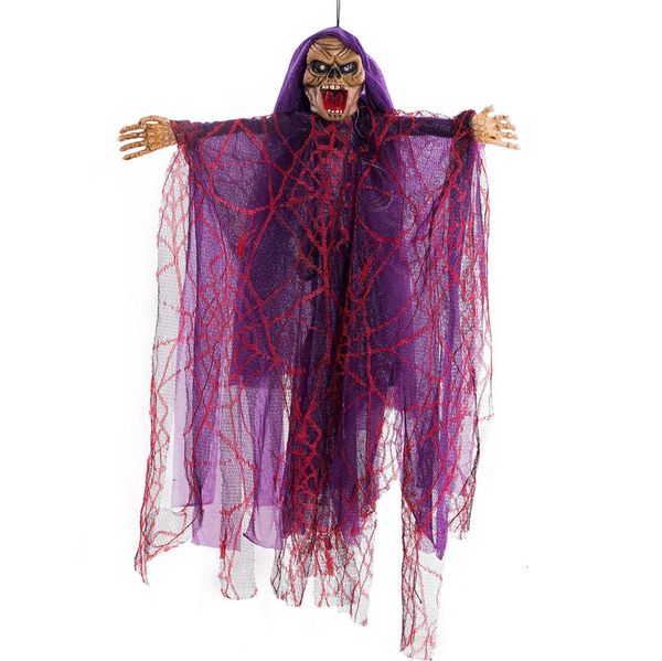 

halloween hanging witch dolls voice control prop animated ghost scary riding broom wall hang party outdoor home decoration toys new