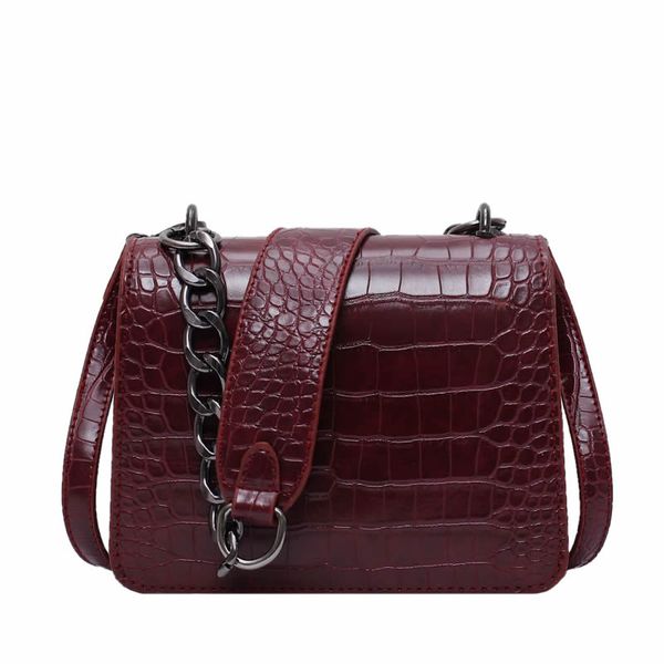 

2020 luxury handbags for women bags shoulder designer crocodile pattern women leather pu messenger bag lady wide strap chains crossbody bag