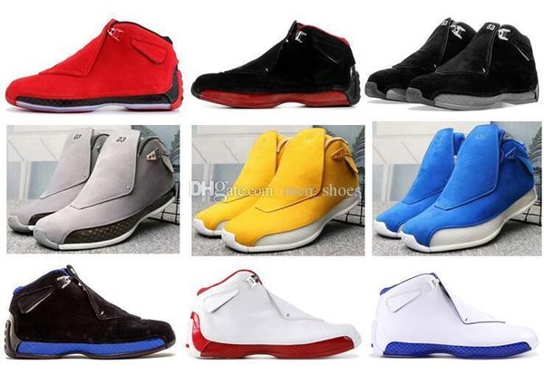 

18 toro red suede grey blue yellow orange suede men basketball shoes 18s bred og asg black white sneakers with box