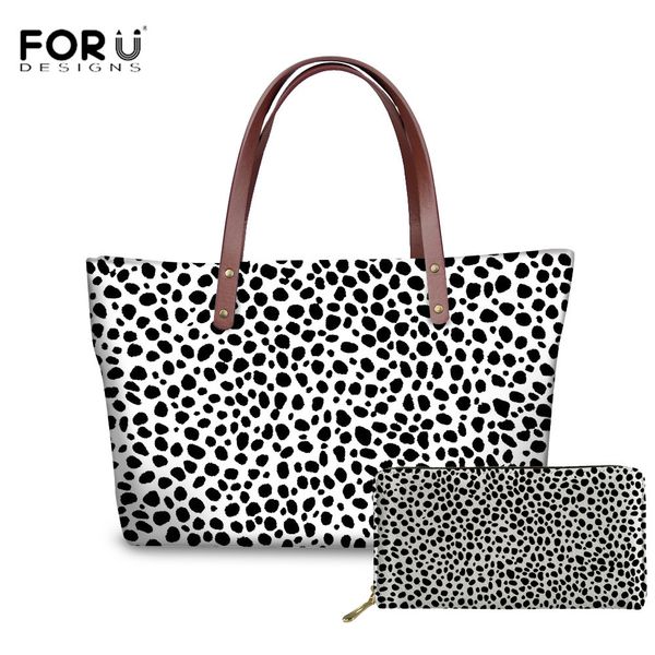 

forudesigns 2pcs/set women's big tote bag polyester shoulder bag for ladies female shopper printing leopard handle bags