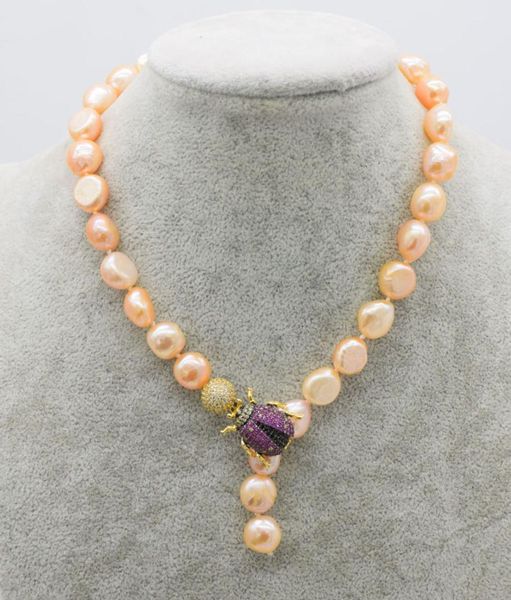 

freshwater pearl pink purple baroque necklace 16inch 9-13mm fppj wholesale beads nature, Silver