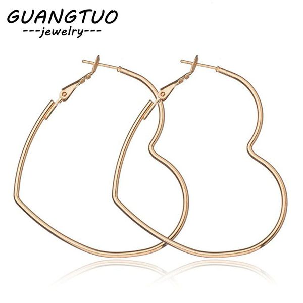 

new fashion heart shape hoop earrings for women fashion ear jewelry boucle o'reilles femmes hyperbole brincos bijoux gift eb2095, Golden;silver