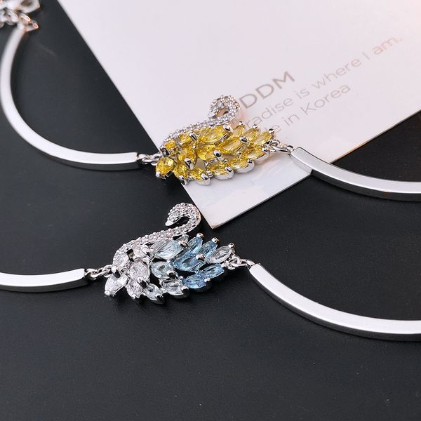 

fashion gradient swan color zircon bracelet japanese and korean-style new popular jewelry sen department temperament goddess jewelry wholesa, Black