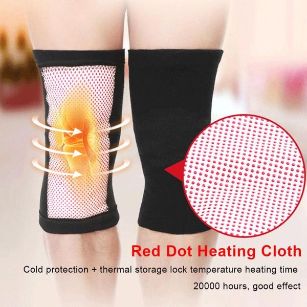 

plus velvet warm self-heating knee pads sports suit climbing plus velvet warm knitted bamboo charcoal elderly knee pads, Black;gray