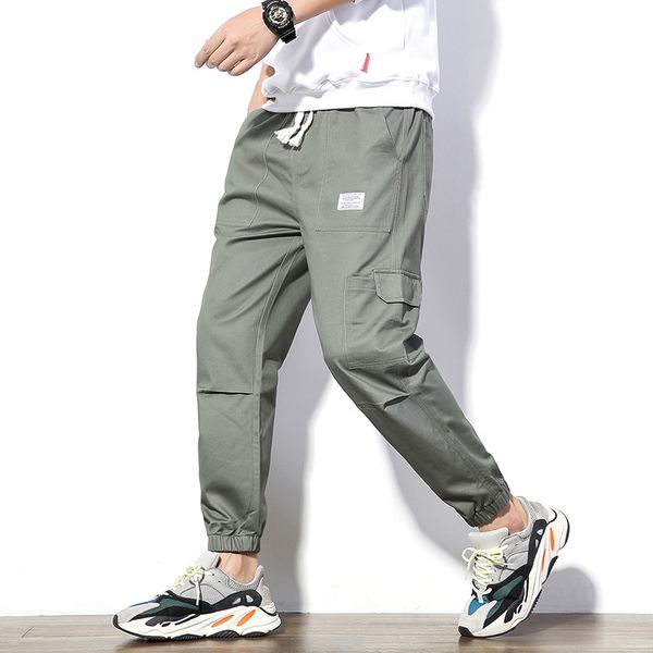 

mens designer fashion casual loose cotton pin foot pants overalls men, Blue