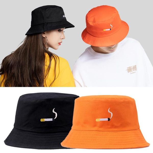

cloches bucket hat fisherman caps leisure creative letter no chill cigarette embroidery bob cotton lovers flat sun hats, Blue;gray