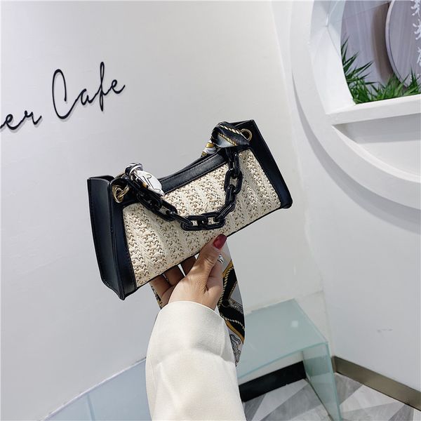 

bags for women 2020 handbags chain ornament armpit pocket money makeup with silk scarf shoulder strap hollowed out design