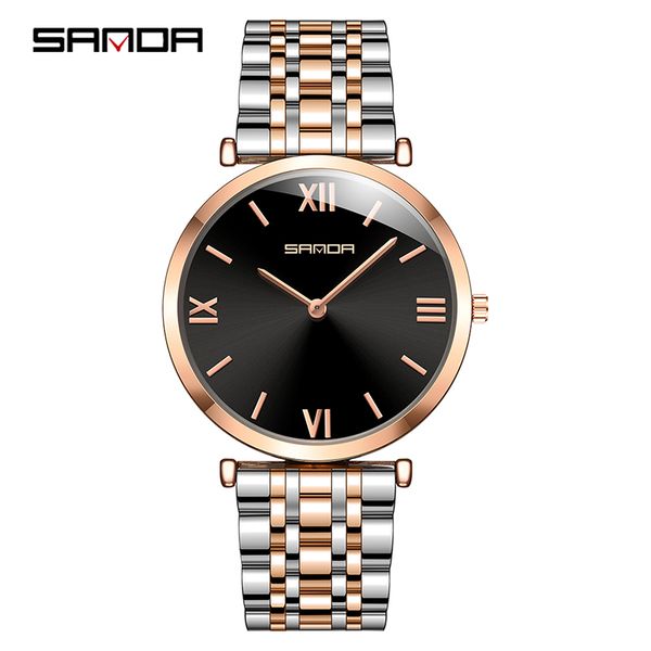 

2020 sanda mens business watches quartz waterproof wristwatch stainless steel strap male watch relogio masculino, Slivery;brown