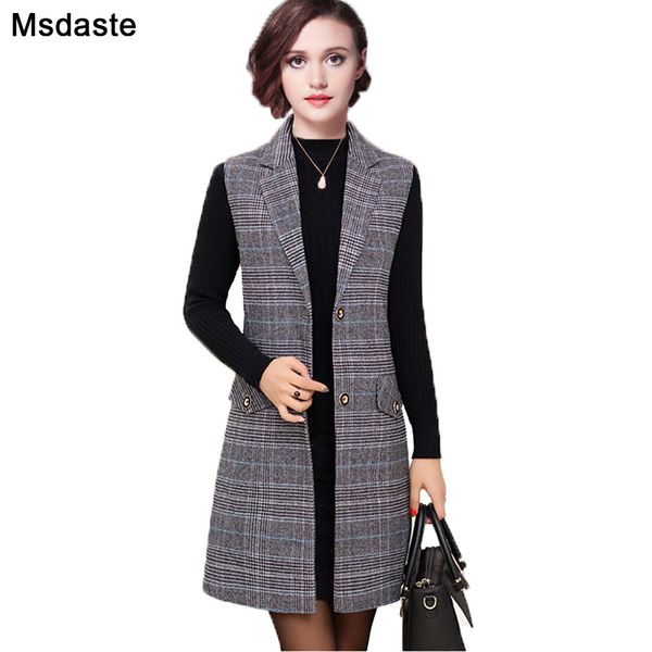 

long vest blazers femme 2019 winter spring single breasted vintage plaid jackets blaser casaco jaqueta feminina chaqueta mujer, White;black