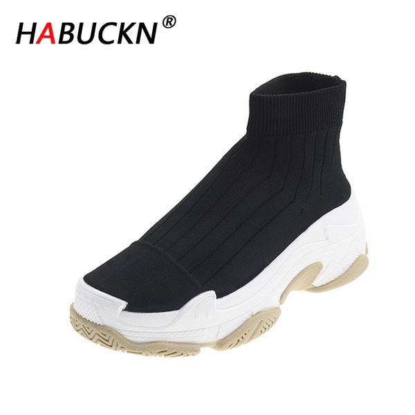 

habuckn 2020 fashion casual shoes woman comfortable breathable mesh soft sole female platform sneakers women chaussure femme, Black