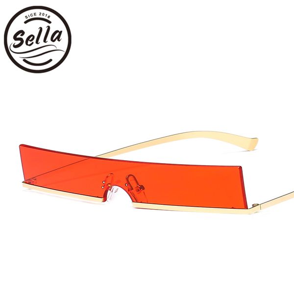 

sella new trending men women narrow rectangle ocean color square sunglasses conjoined semi-rimless cool unique tint lens eyewear, White;black