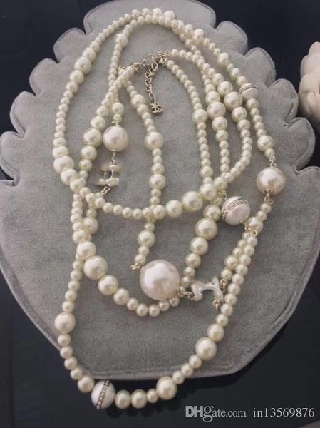 

new with box luxury women's female's ladies stamped punk dj night party pearls long necklaces sweater chains 2colors, Silver