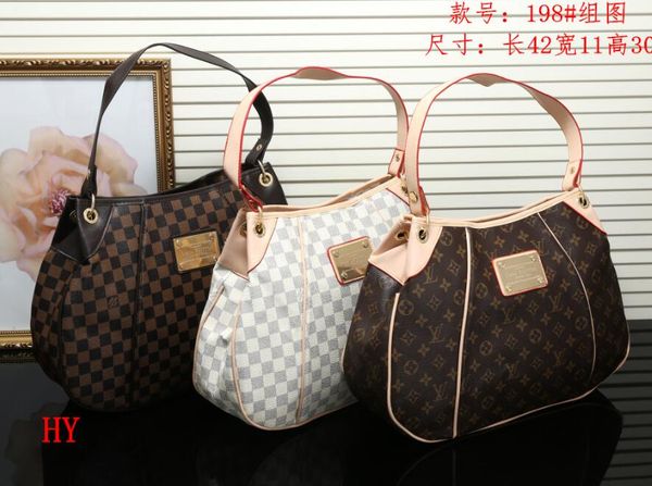 

2pcs/set high qulity classic womens handbags flower lv louis&# ladies composite tote pu leather clutch shoulder bags handbags purses, Golden;silver