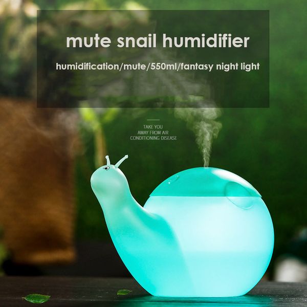 

cute snail humidifier colorful night light usb mini diffuser 550ml large capacity deskair humidifier
