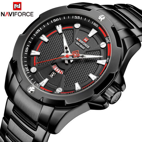 

naviforce men stainless steel sports black men's watch quartz clock man waterproof wrist watches relogio masculino, Slivery;brown