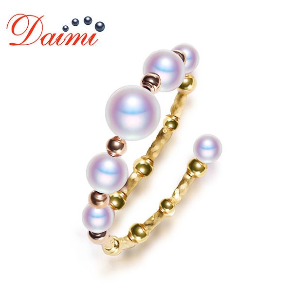 

dmrfp168 18k yellow gold ring 5-5.5mm white stunning perfectly round pearl ring delicate pearl, Golden;silver