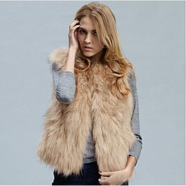 

short faux fur coat women winter vest sleeveless outerwear coat casual waistcoat jacket winter womens sheepskin #3, Black