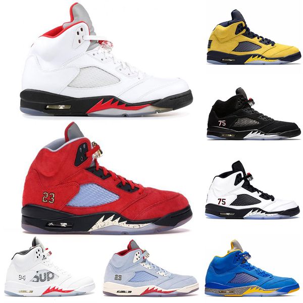 

new fire red 5s men air jordan shoes retro 5 jumpman men basketball shoes sup white psg x paris saintgermain sports sneakers, White;red
