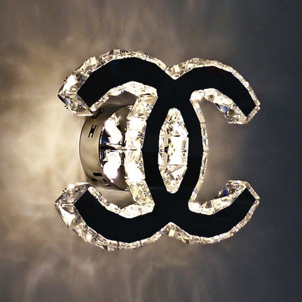 

modern lovely stainless steel crystal led wall lamp lighting fixture living room bedroom hallway sconce