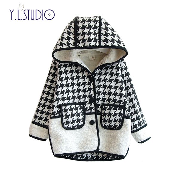 

new girls fleece jackets winter plaid hooded kids red and black color kurtka zimowa dziewczynka girls jacket clothing, Blue;gray