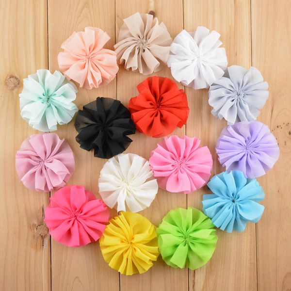 

40pcs/lot 7cm chiffon flower fabric flowers for headband diy hair accessories lsfb070