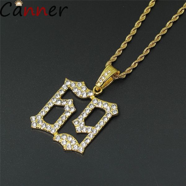 

canner rhinestone crystal necklaces for women men trendy long chain necklaces number 6ix9ine rapper pendant jewelry f4, Silver