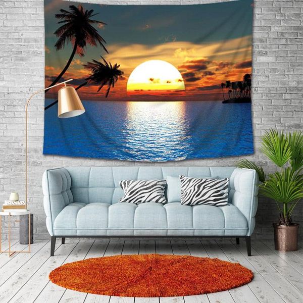 

scenery hanging tapestry beach picnic yoga mat travel carpet home art decor blanket