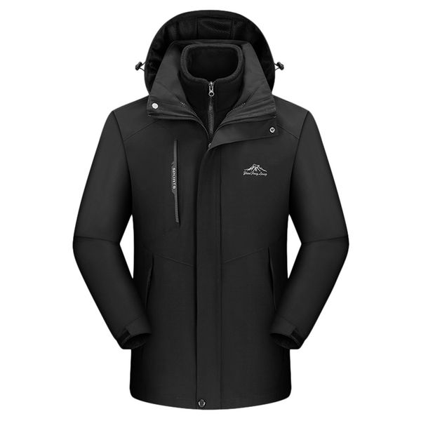 

men waterproof hoodie detachable breathable pizex zipper patchwork sport two-piece set windproof and waterproof outdoor coat, Black;brown