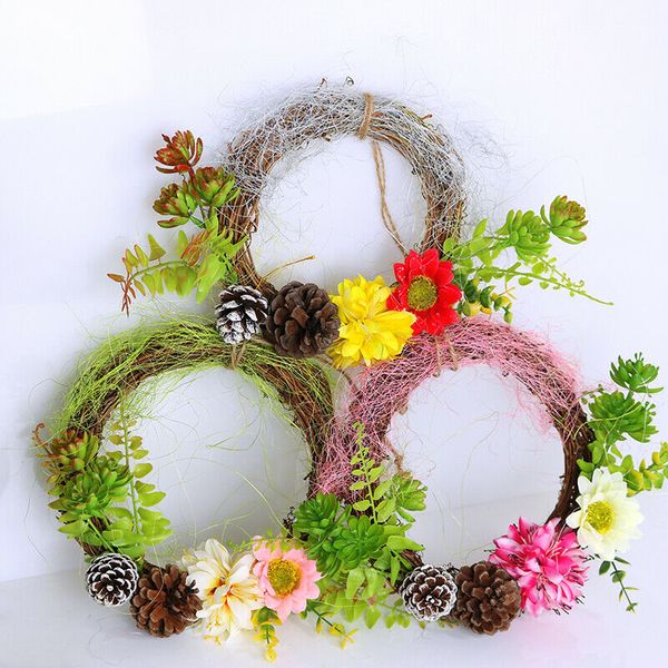 

1pc artificial flower diy wreath door wedding home wall hanging decor