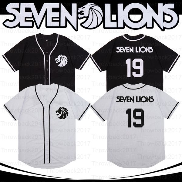

seven lions baseball jersey singer 19 men's white black stitched fashion version diamond edition jerseys, Blue;black