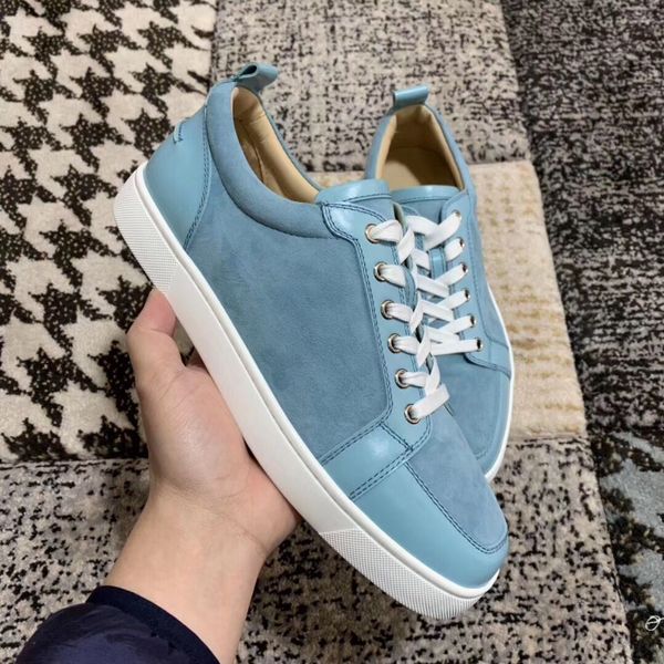 

fashion brands suede leather rantulow flats low red bottom men,women casual trainers outdoor skateboard walking, Black