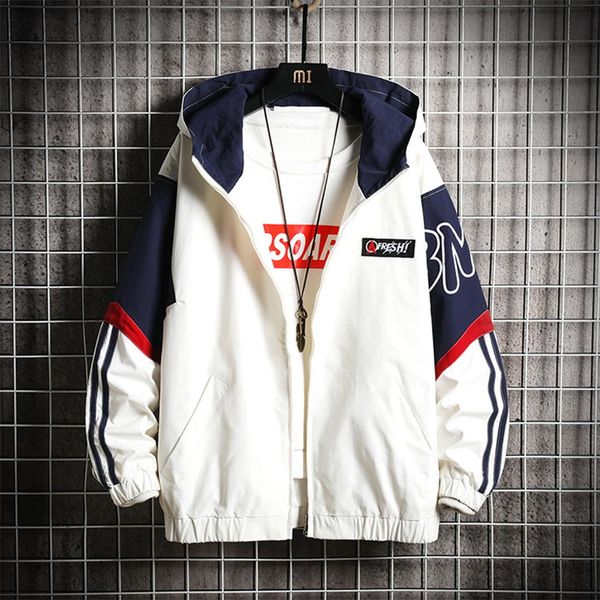 

spring autumn color blocking jacket loose big pocket coat street couple jacket coat young male hooded bomber outwear k38, Black;brown