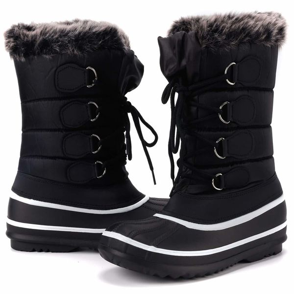 

kushyshoo women's waterproof winter boots warm insulated snow boots outdoor boots women zapatos de mujer, Black