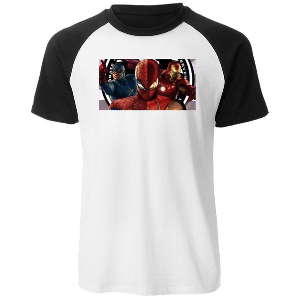 

brand marvel t shirt summer cotton superhero tshirt raglan men t -shirt loose harajuku short sleeve spider tee size s-2xl, White;black