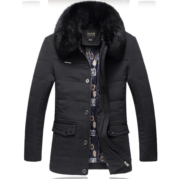 

2018 winter jacket men parkas fur collar detachable windbreakers for men casual thicken warm winter male jacket plus size l-4xl, Tan;black
