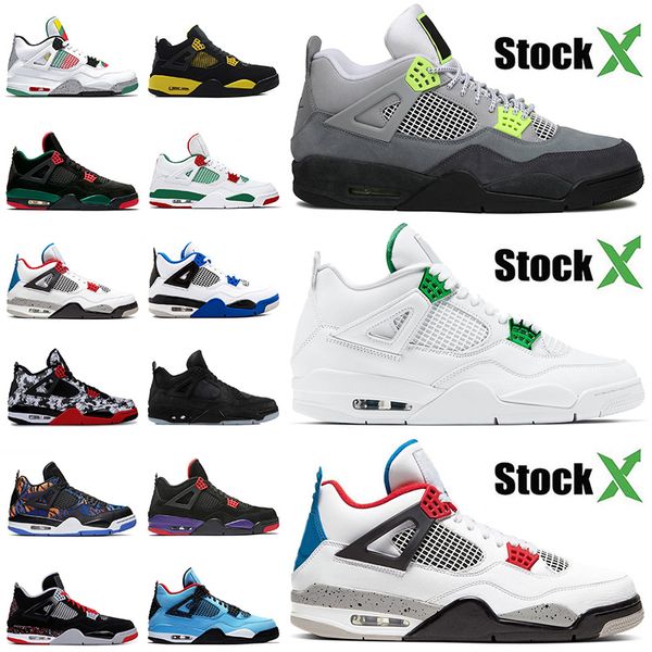 

лучшего качество женщин людей конструктора ботинок баскетбола тренеры 4s 4 ретро jumpman neon тур желтого красный metallic- lvs белый синие, White;red