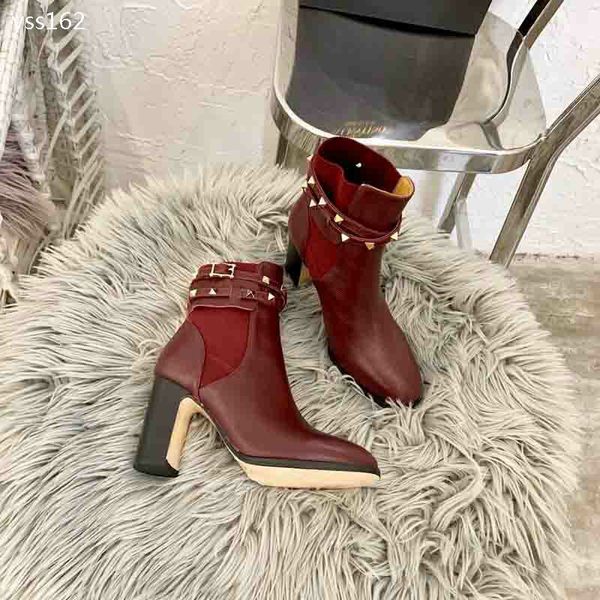 

women short boots 2019 new autumn and winter high heels stiletto belt buckle pointed fashion comfortable martin boots women, Black