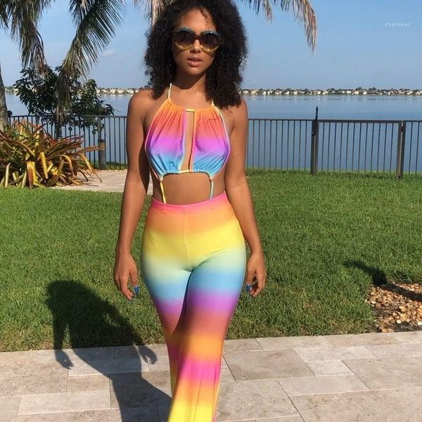 

out rainbow full length bodysuit womens casual clothing womens summer spaghetti strap jumpsuits fashion sleeveless hollow, Black;white