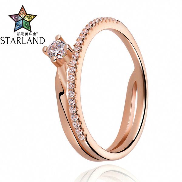 

starland 2017 новый стиль 100% стерлинговое серебро 925 clear cz кольца для женщин розового золота дамы партий обручального кольца, Golden;silver