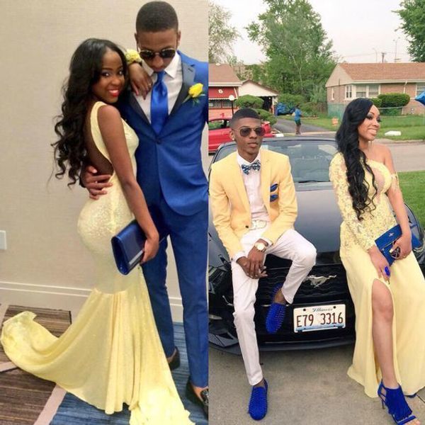 

light yellow south african women special occasion dresses 2020 one shoulder backless slit prom dress elegant evening gowns homecoming, Black