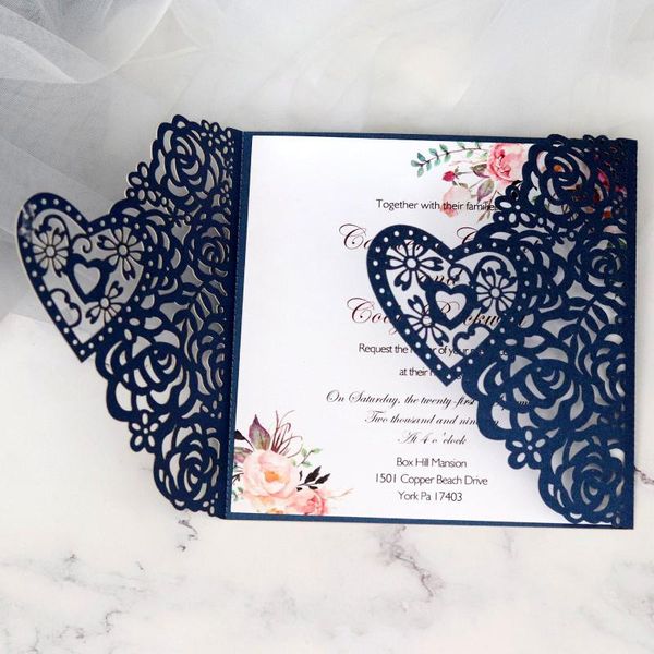 

15*15cm 10pcs rose lace laser cut invitations wedding bridal birthday business festival blessing greeting cards