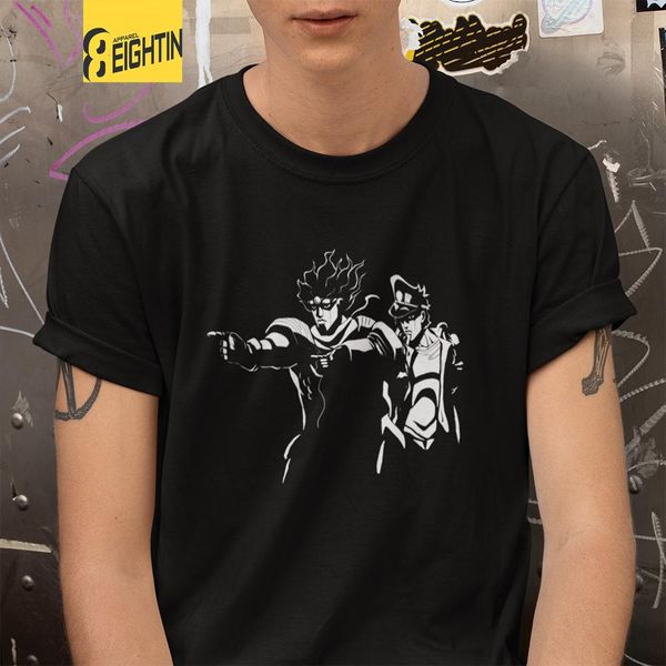 

jojo bizarre adventure stand fiction tee shirt vintage t-shirts new short-sleeve crewneck purified cotton cozy men's t shirts, White;black
