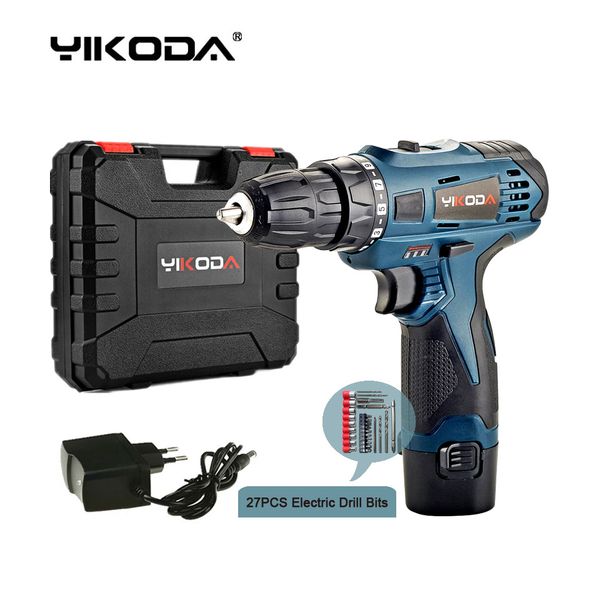 

yikoda 12v double speed diy rechargeable electric drill handheld multi-function power tools plus accessories cordless drill
