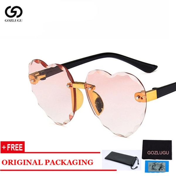 

gozlugu selling heart rimless kids sunglasses fashion heart shape children sun glasses girls outdoors travel protection eyewear, White;black