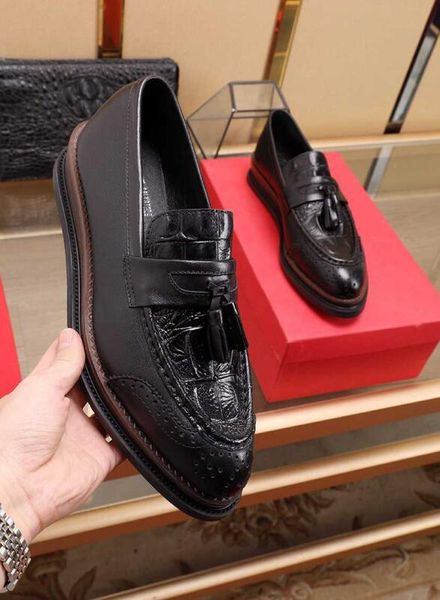 

original box] designer mens oxfords drive office shoes genuine leather male casual leisure shoes oxfords made in italy size 38-44, Black